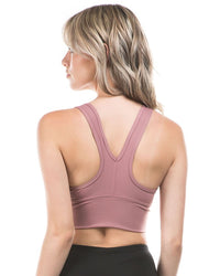 Thumbnail for Deep V Drawstring Sports Bra Buttery Soft Fabric