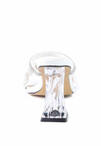 Thumbnail for DATE LOOK CLEAR HEEL RHINESTONE SANDALS