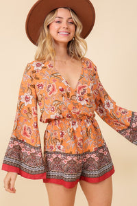 Thumbnail for Boho Brunch Floral Print Romper