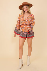 Thumbnail for Boho Brunch Floral Print Romper