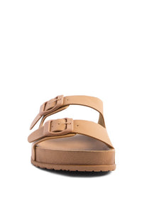 Thumbnail for MINATA PLATFORM BUCKLED SLIDE SANDALS