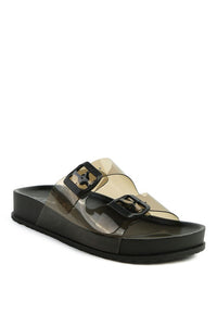 Thumbnail for MINATA PLATFORM BUCKLED SLIDE SANDALS