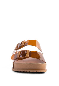 Thumbnail for MINATA PLATFORM BUCKLED SLIDE SANDALS