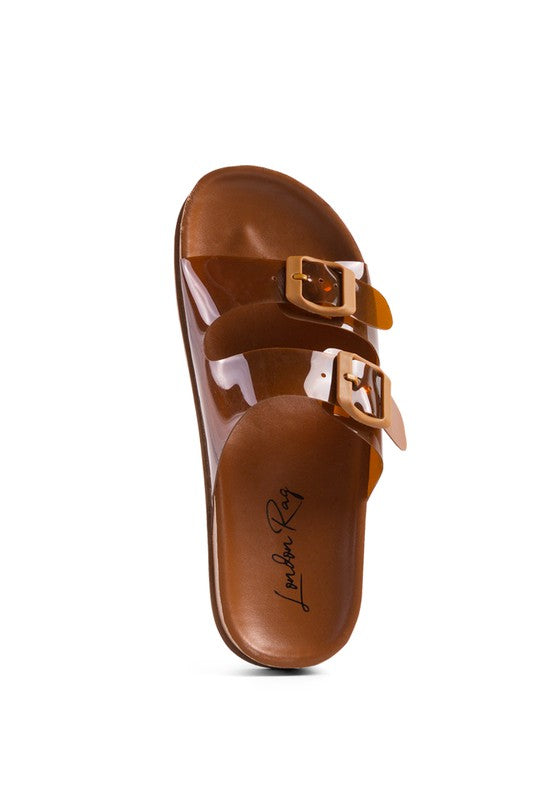 MINATA PLATFORM BUCKLED SLIDE SANDALS