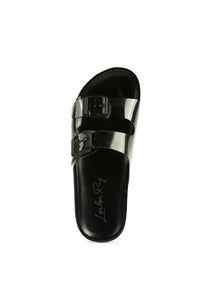 Thumbnail for MINATA PLATFORM BUCKLED SLIDE SANDALS