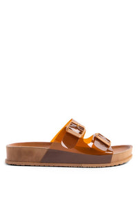 Thumbnail for MINATA PLATFORM BUCKLED SLIDE SANDALS