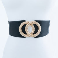 Thumbnail for TEXTURED METALLIC O BUCKLE FASHION BELT