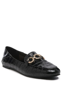 Thumbnail for LONDON RAG CROC TEXTURED METAL SHOW DETAIL LOAFERS