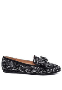 Thumbnail for DEWDROPS EMBELLISHED CASUAL BOW LOAFERS