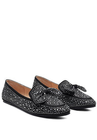 Thumbnail for DEWDROPS EMBELLISHED CASUAL BOW LOAFERS