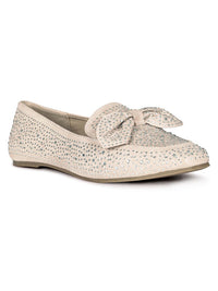 Thumbnail for DEWDROPS EMBELLISHED CASUAL BOW LOAFERS