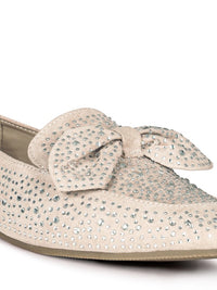 Thumbnail for DEWDROPS EMBELLISHED CASUAL BOW LOAFERS