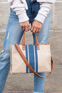 Thumbnail for Canvas Stripe Tote