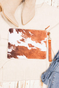 Thumbnail for Faux Fur Cow Animal Print Clutch