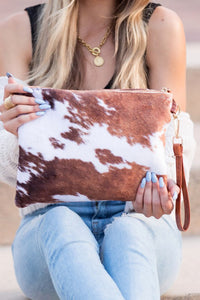 Thumbnail for Faux Fur Cow Animal Print Clutch