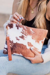 Thumbnail for Faux Fur Cow Animal Print Clutch