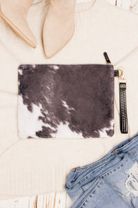 Thumbnail for Faux Fur Cow Animal Print Clutch