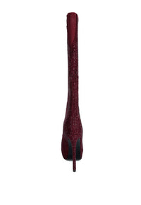 Thumbnail for Nebula Rhinestone Embellished Stiletto Calf Boots