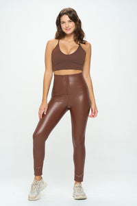 Thumbnail for High Waist PU Leather Corset Cincher  Pants