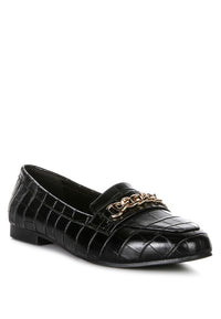 Thumbnail for Bro Zone Croc Metail Chain Loafers