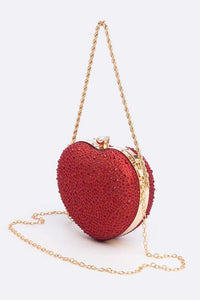 Thumbnail for Rhinestone Pave Heart Shape Convertible Clutch