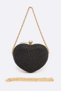 Thumbnail for Rhinestone Pave Heart Shape Convertible Clutch