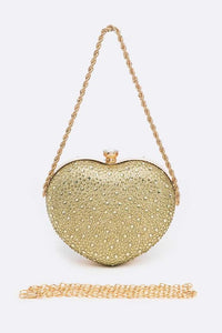 Thumbnail for Rhinestone Pave Heart Shape Convertible Clutch