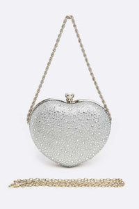 Thumbnail for Rhinestone Pave Heart Shape Convertible Clutch