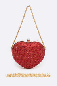 Thumbnail for Rhinestone Pave Heart Shape Convertible Clutch