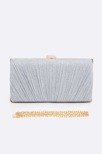 Thumbnail for Metallic Pleated Bridal Party Box Clutch