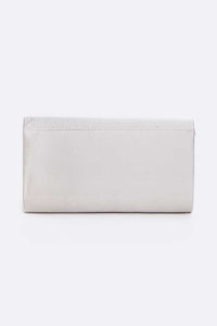 Thumbnail for Crystal Accent Satin Pleated Clutch Bag