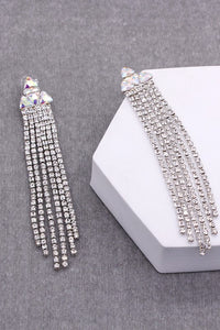 Thumbnail for Rhinestone Triangle with Tassel Drop Earrings