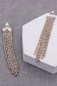 Thumbnail for Rhinestone Triangle with Tassel Drop Earrings