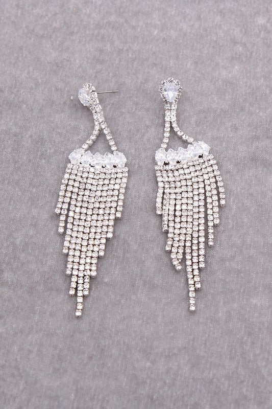 Luxury Cubic Zirconia Tassel Drop Earrings