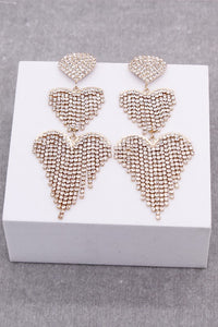 Thumbnail for Rhinestone Double Heart Drop Earring