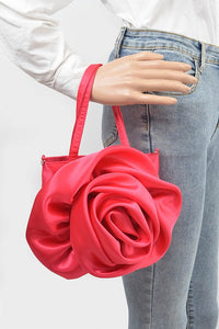 Thumbnail for Oversize Satin Flower Top Handle Soft Clutch