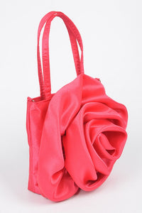 Thumbnail for Oversize Satin Flower Top Handle Soft Clutch