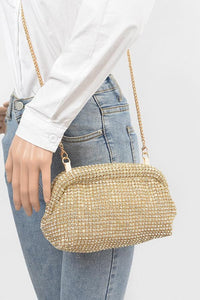 Thumbnail for Oversize Rhinestone Convertible Soft Clutch Bag