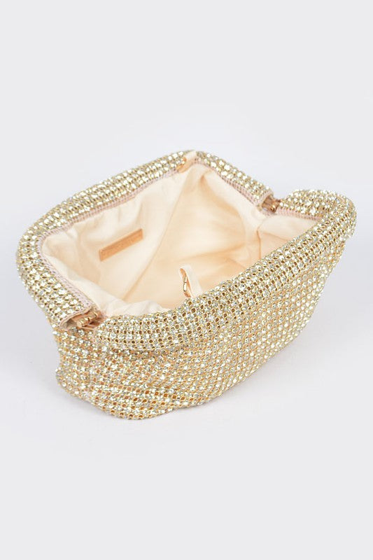 Oversize Rhinestone Convertible Soft Clutch Bag