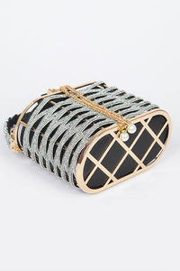 Thumbnail for Weaved Rhinestone Basket Box Clutch