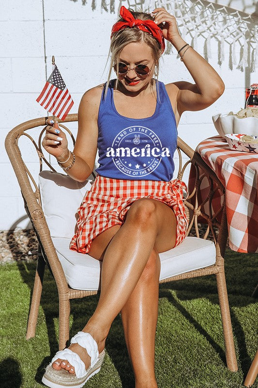 America Land of the Free Circle Tank Top