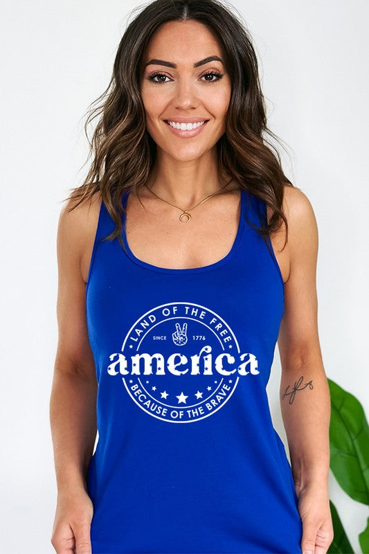 America Land of the Free Circle Tank Top