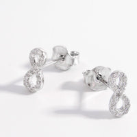 Thumbnail for 925 Sterling Silver Zircon Number 8 Stud Earrings