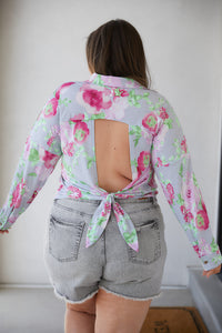Thumbnail for Thinking On It Open Back Floral Top
