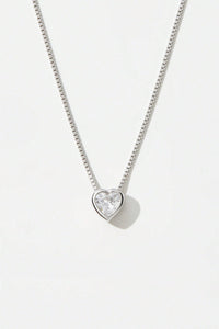 Thumbnail for 925 Sterling Silver Inlaid Zircon Heart Pendant Necklace