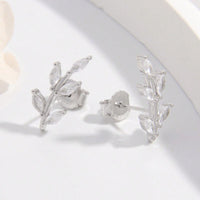 Thumbnail for 925 Sterling Silver Zircon Leaf Shape Earrings