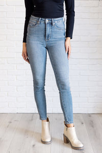 Thumbnail for Justine High Rise Control Top Contrast Wash Skinny Jeans