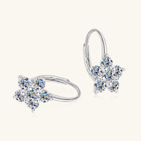 Thumbnail for 1.2 Carat 925 Sterling Silver Moissanite Flower Huggie Earrings