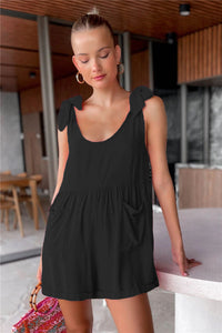 Thumbnail for Full Size Scoop Neck Tie Shoulder Romper