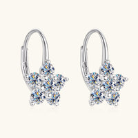 Thumbnail for 1.2 Carat 925 Sterling Silver Moissanite Flower Huggie Earrings